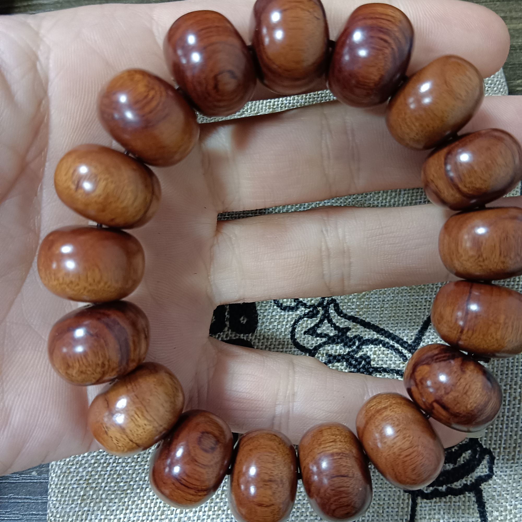 A117大叶黄花梨18mm单圈手串盘玩念珠男女款算盘珠百搭佛手链木质