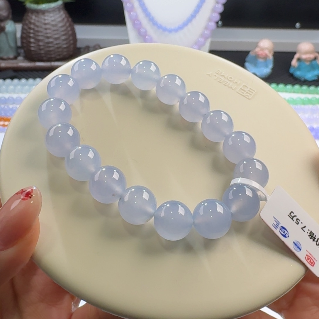 翡翠手链未镶嵌高冰蓝紫单圈11mm