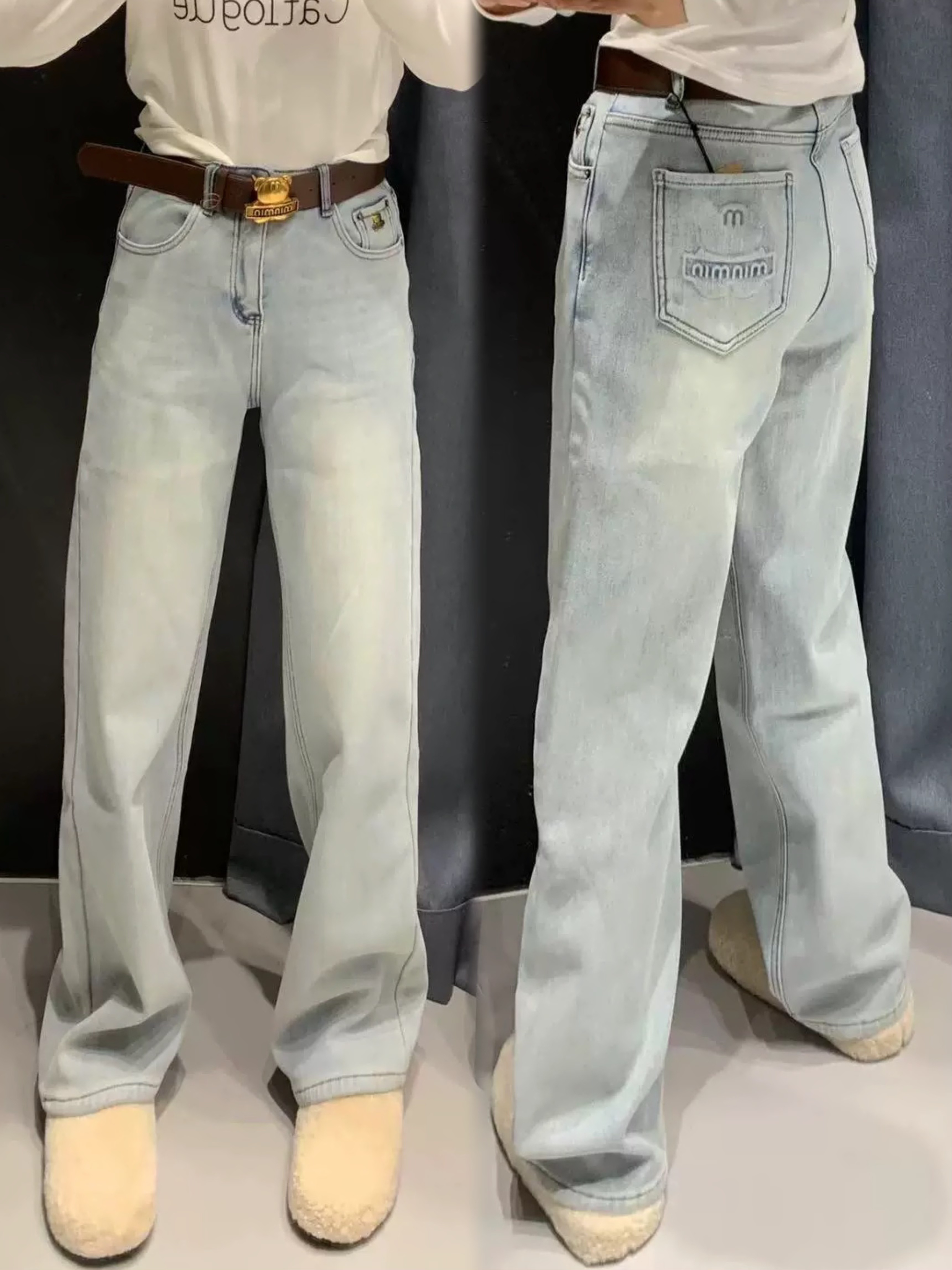 BB-8310春季女款牛仔设计师渐变色牛仔阔腿裤