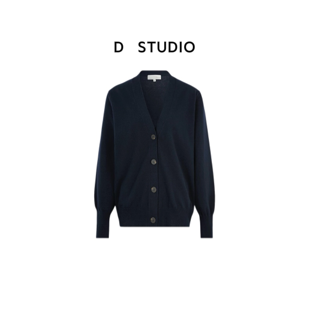 D STUDIO 藏青纽扣针织开衫 D1697