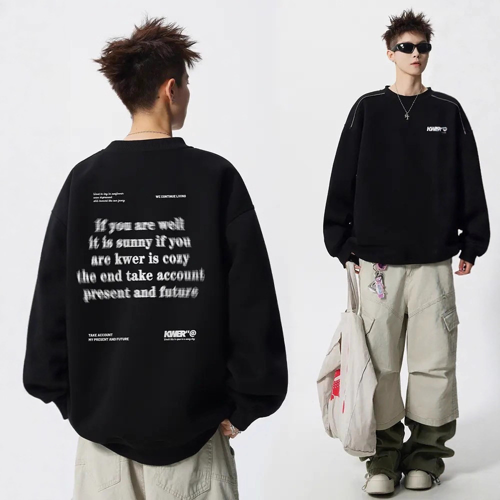 【女明星】字母圆领男女2025春秋季新款美式高街重磅潮牌宽松卫衣