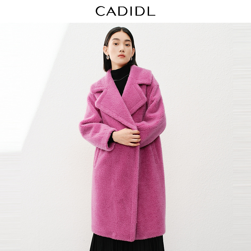 【CADIDL】冬季保暖颗粒绒摇粒绒气质优雅翻领中长款外套CK00166T2