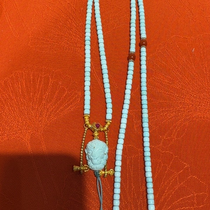 绿松石18K金镶嵌毛衣链象神