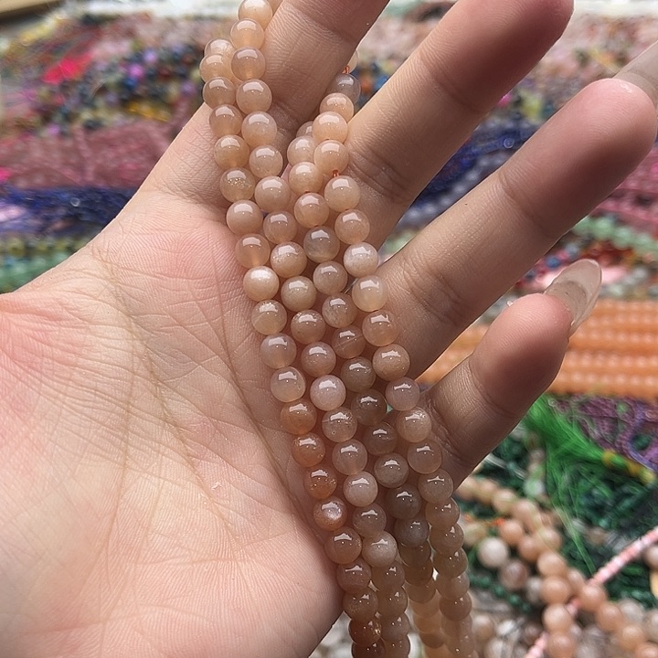 玛瑙/玉髓珠宝半成品未镶嵌一条6mm左右橙月光