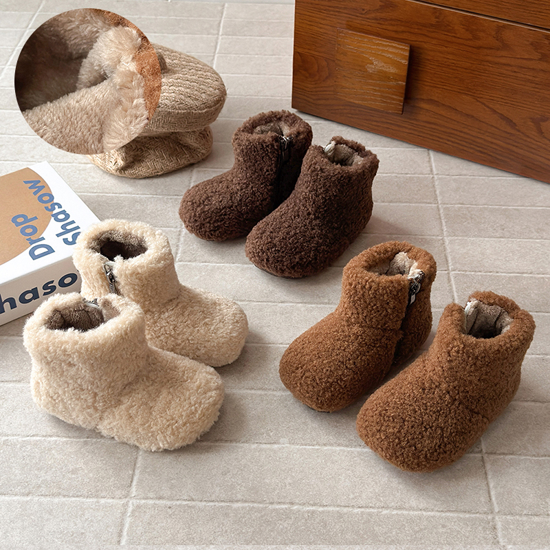 儿童毛毛鞋韩版冬季女童棉靴加绒棉鞋公主冬鞋宝宝雪地靴保暖童鞋