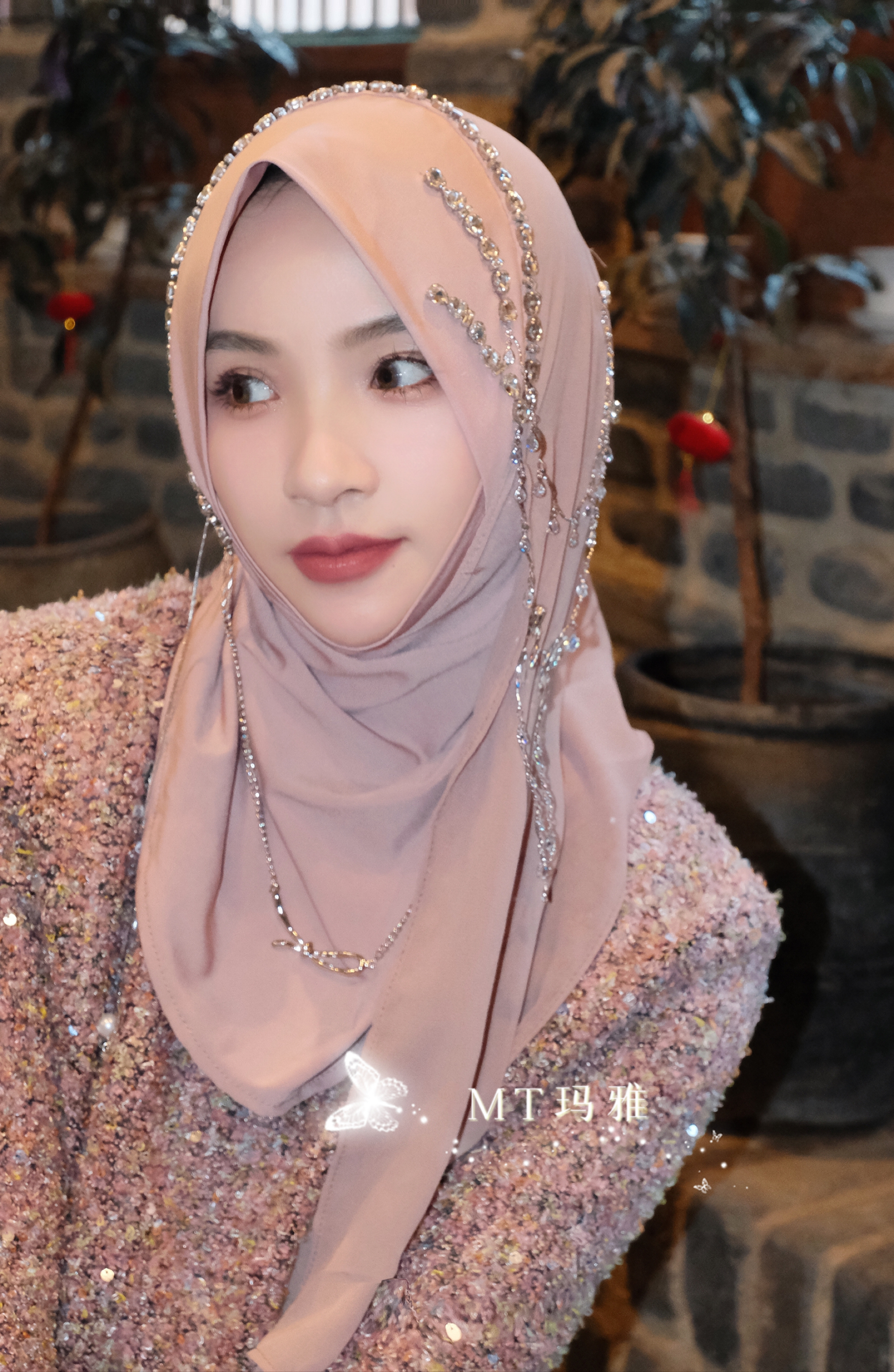 MT玛雅  新款热卖 简便雪纺绕巾《似锦》软帽檐 直接套头