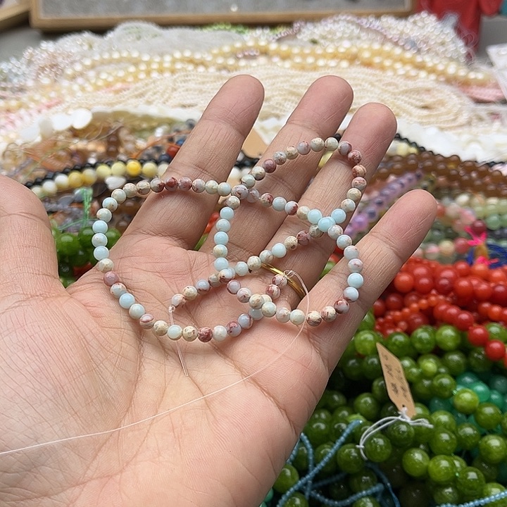 玛瑙/玉髓珠宝半成品未镶嵌一条4mm寿山石