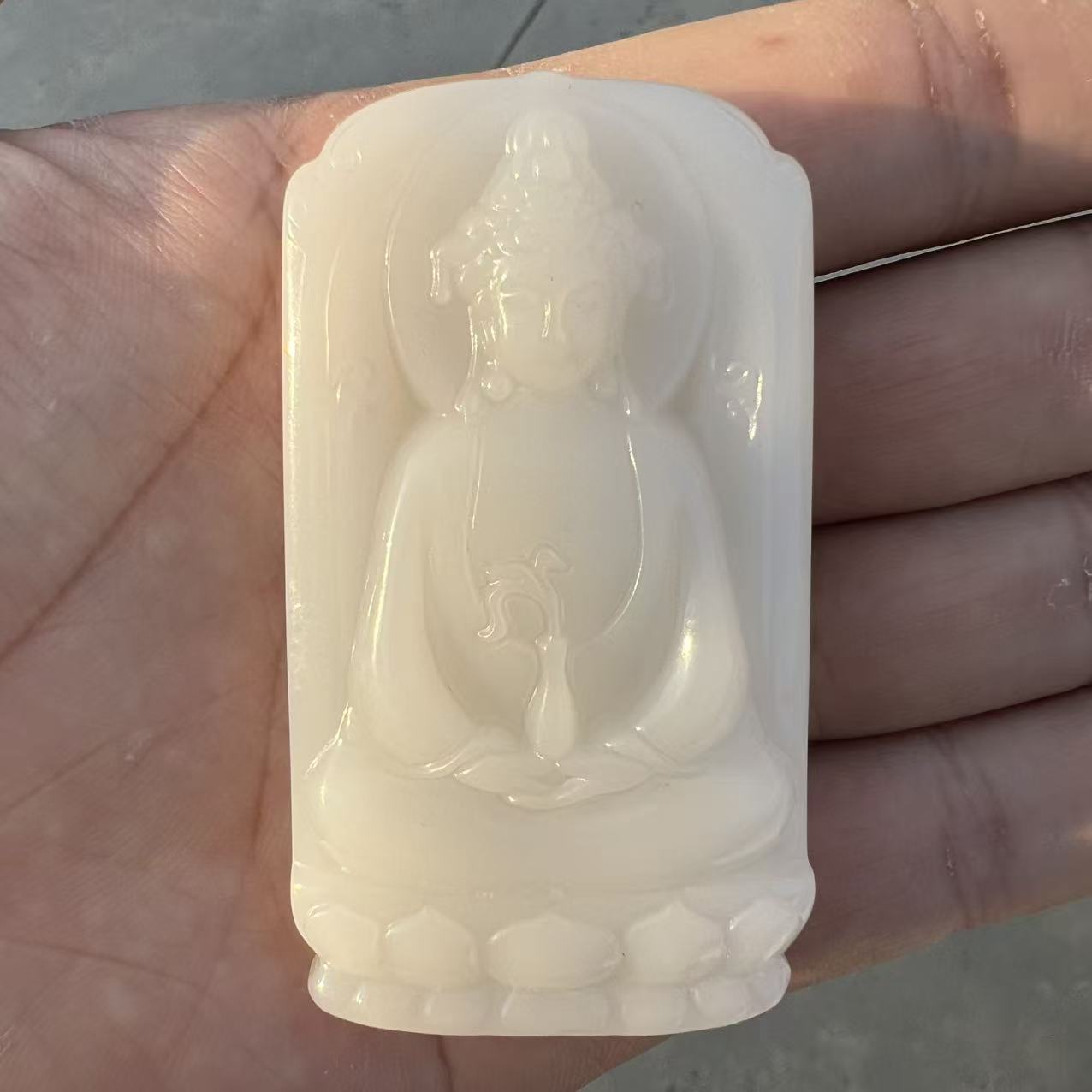 吊坠 吊坠 脂白男士观音牌 观音雕刻大牌子 带链子