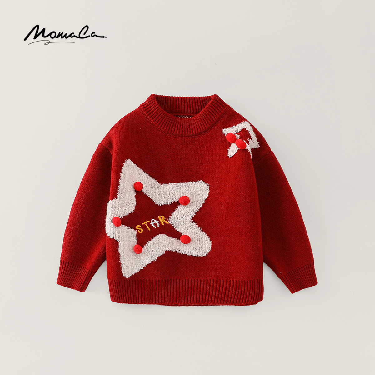 MOMOCO男童冬季新款百搭星星童趣洋气时尚舒适毛衣77430230064