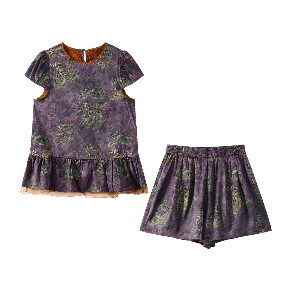 精致高级感晕染提花上衣短裤套装25377