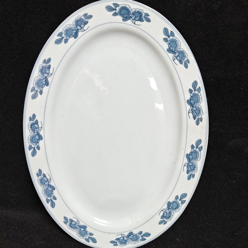 景德镇青花12寸31cm椭圆釉下彩双梨花陶瓷茶盘功夫茶具瓷器摆件