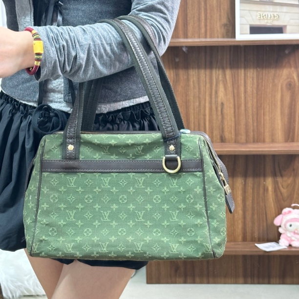 95新 LouisVuitton/路易威登 绿丹宁老花手提包/且曼