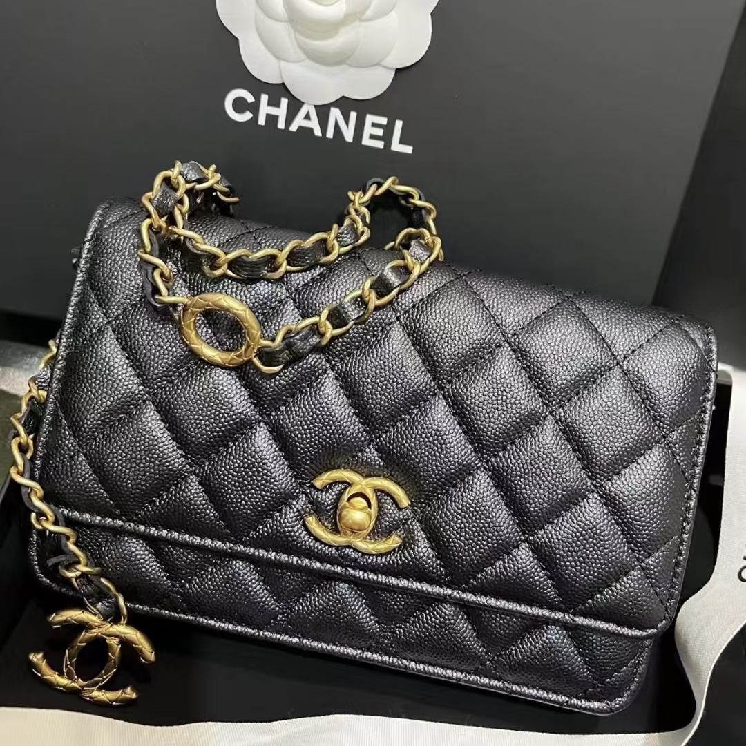 全新未使用 Chanel/香奈儿 /青奢荟/黑金24S调节扣斜挎包/61754