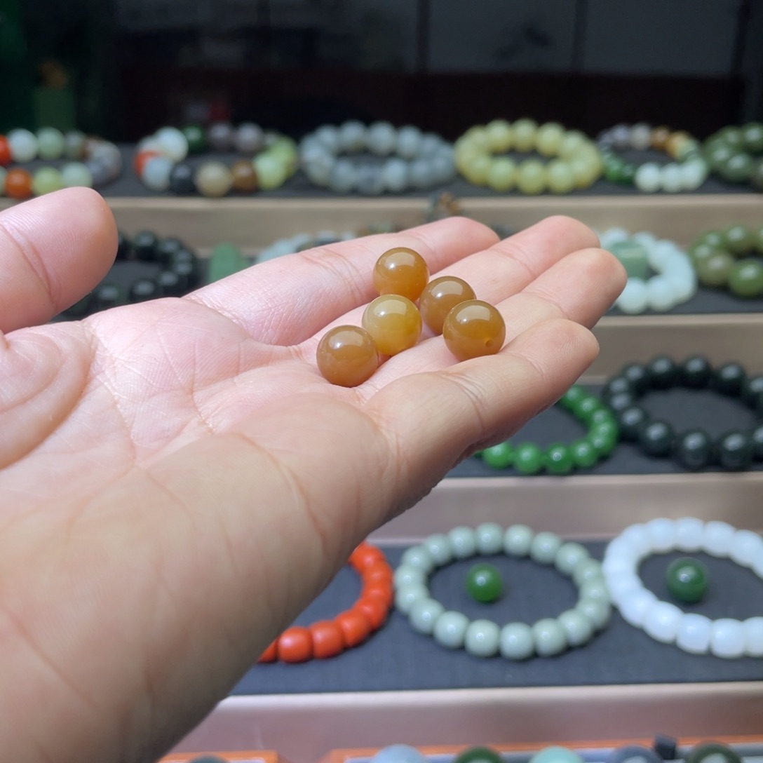 和田玉单珠10未镶嵌夜*