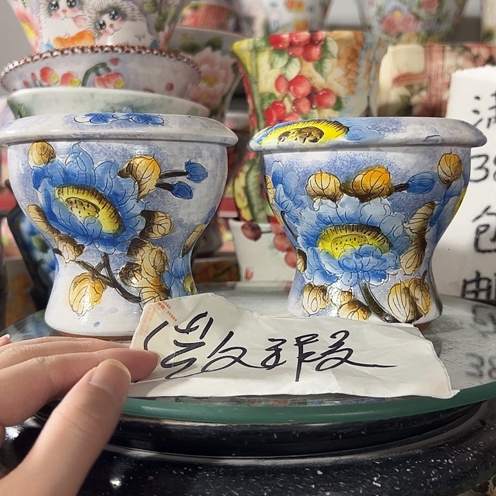 景德镇手绘花盆 满38包邮