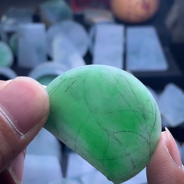 贾***禾定制翡翠未镶嵌包工无事牌