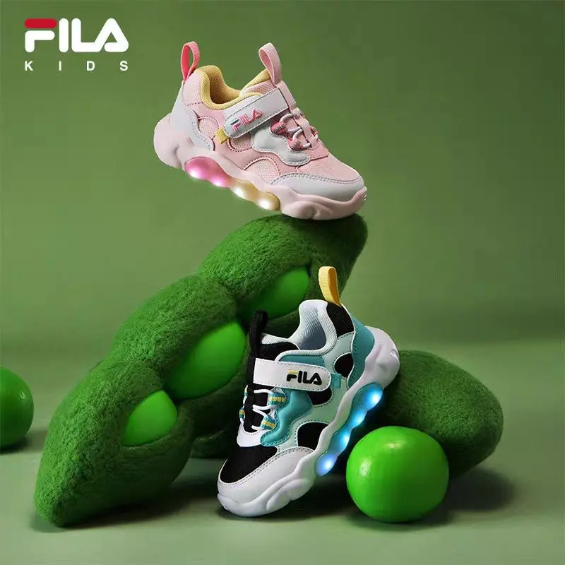 FILA斐乐儿童【婴幼童豌豆2】小童魔术贴闪灯防滑运动鞋K13B541604F