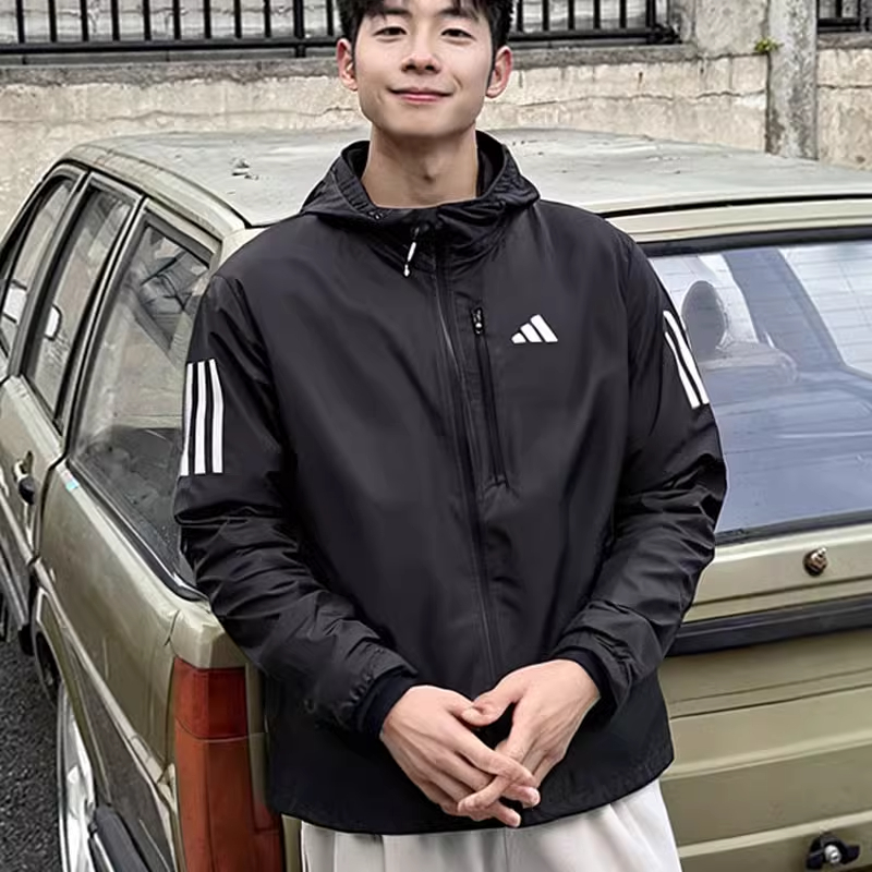 adidas阿迪达斯梭织连帽外套男装2025新款运动服防风上衣宽松夹克