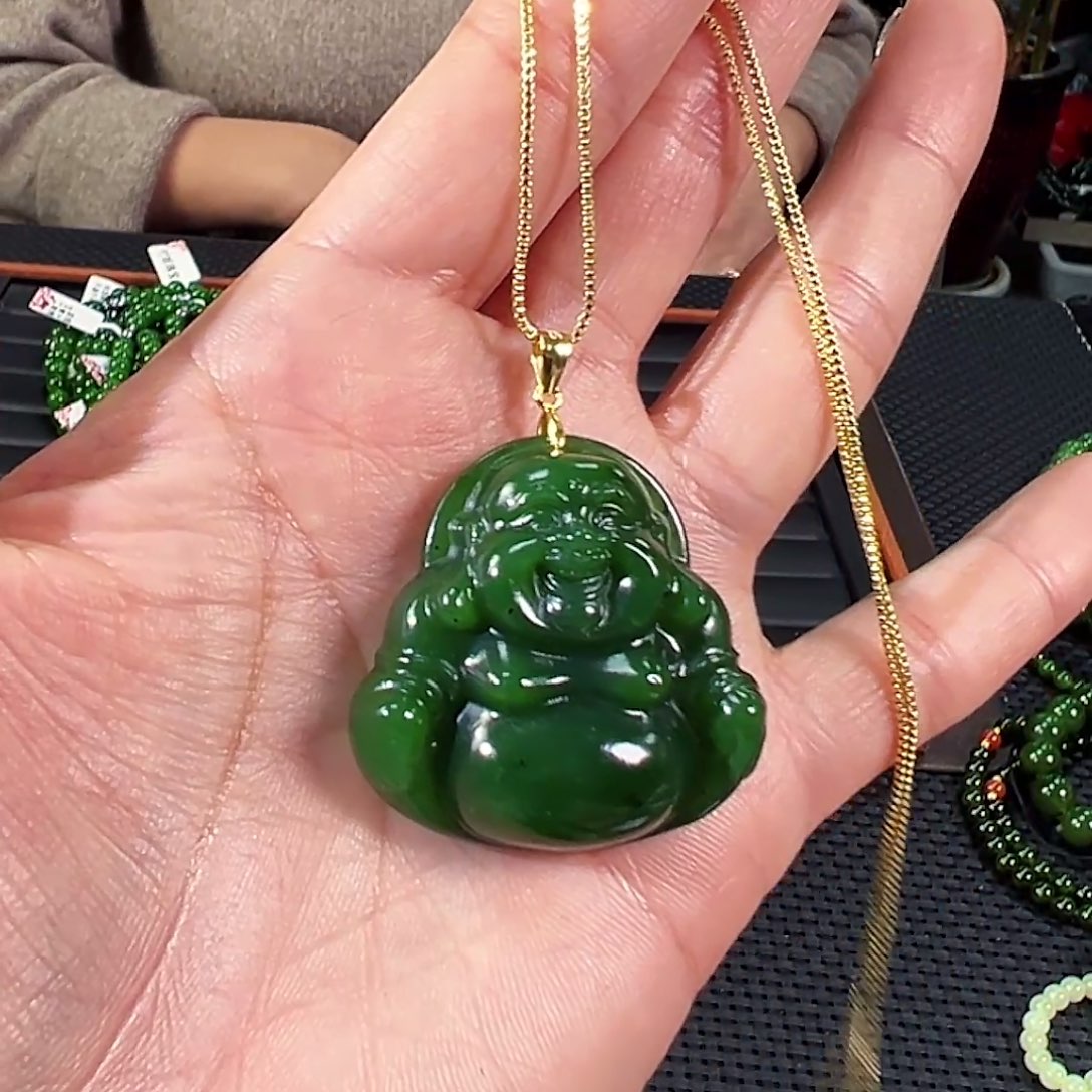和田玉（碧玉）银S925镶嵌颈饰