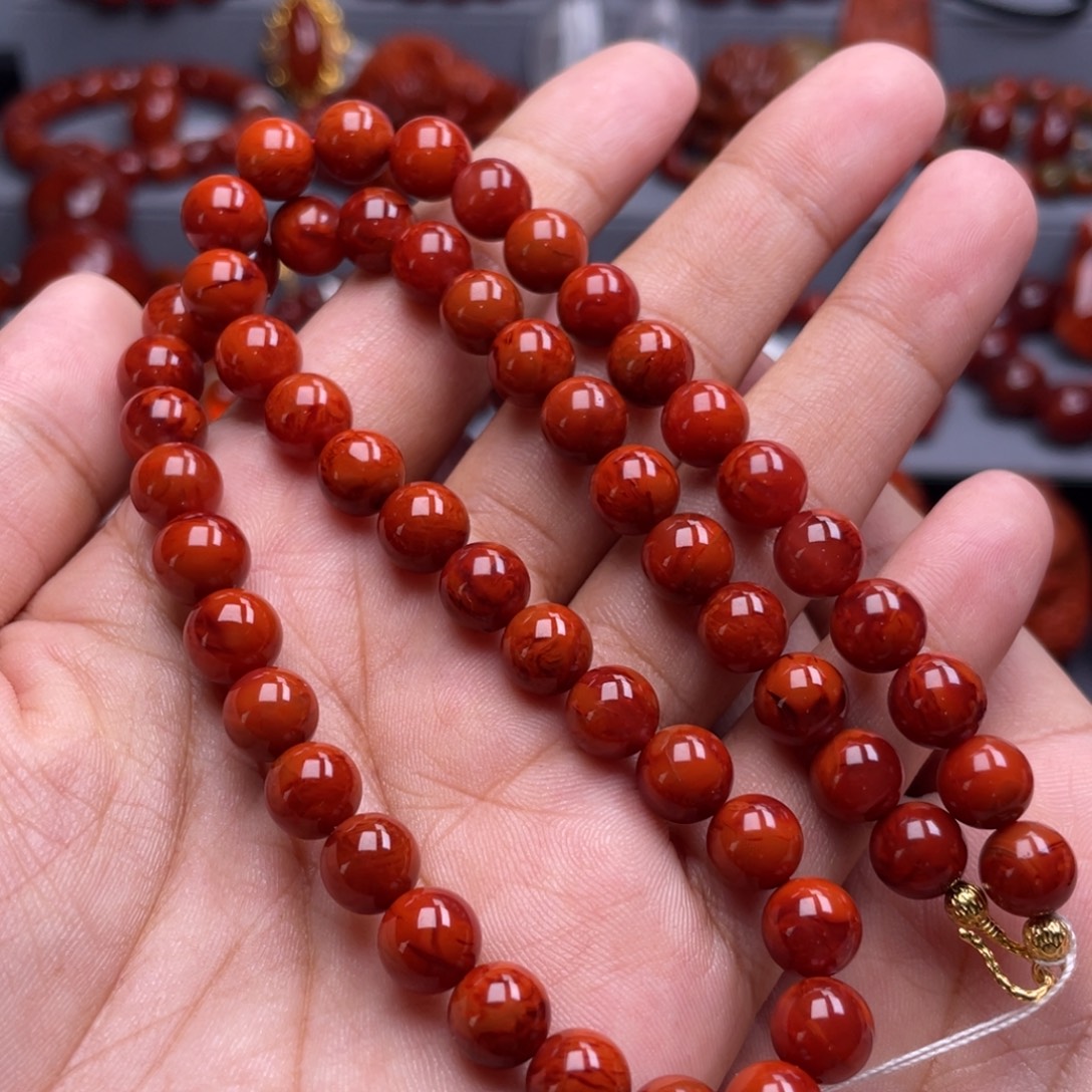 南红玛瑙未镶嵌珠宝奇石妈妈链8mm