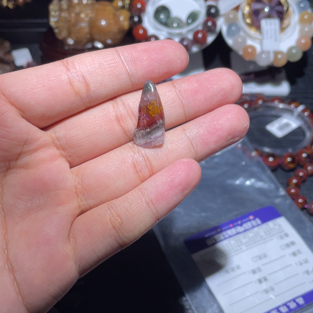 花***昙未镶嵌水晶颈饰极光原石吊坠