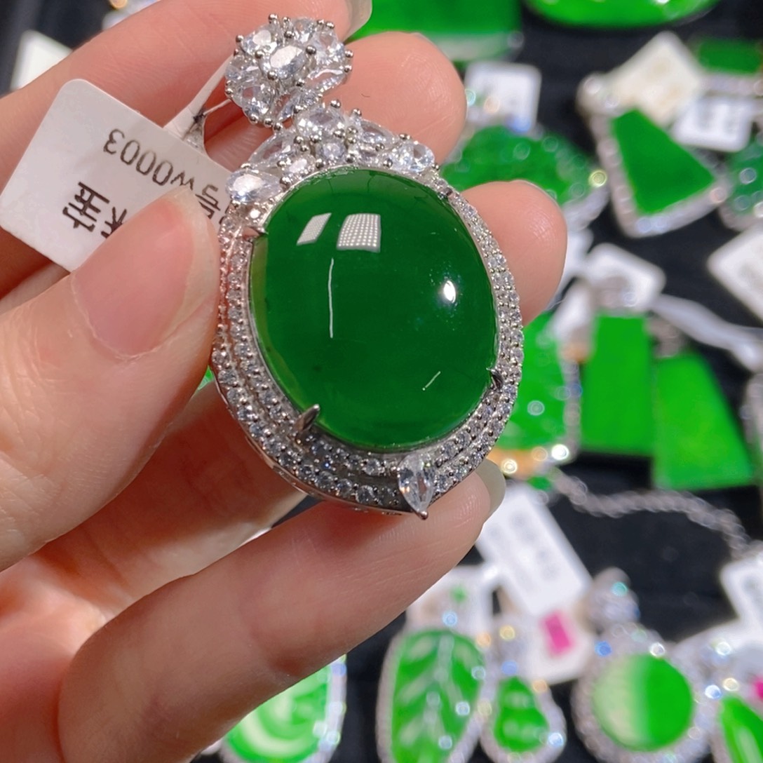 翡翠银S925镶嵌吊坠(不含链)