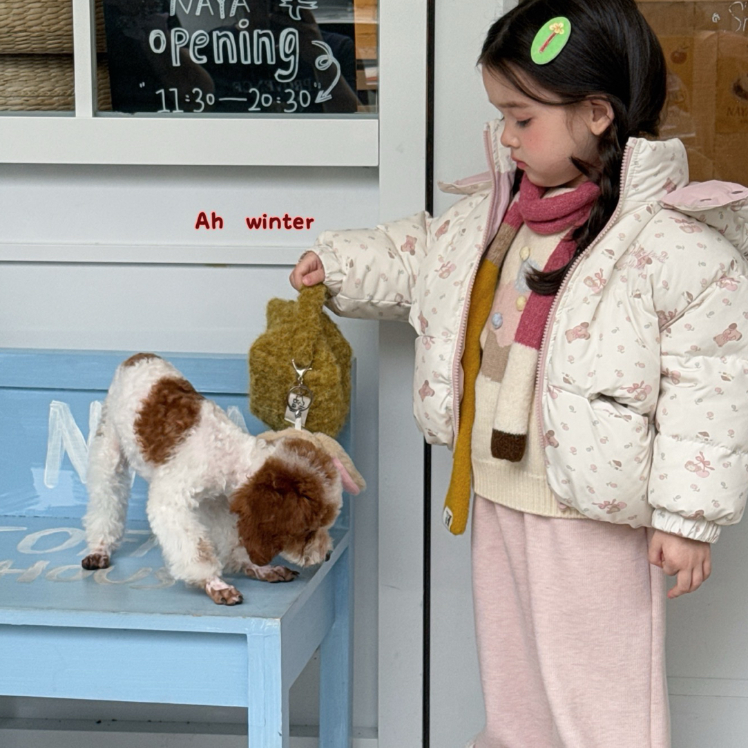 Ah女童冬款加厚白鸭绒连帽羽绒服保暖上衣外套