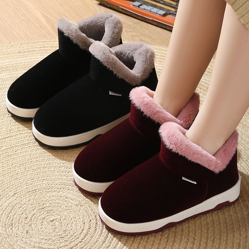 冬季保暖鞋女手工棉鞋男棉拖鞋加绒防滑厚底中老年包跟老棉鞋家用