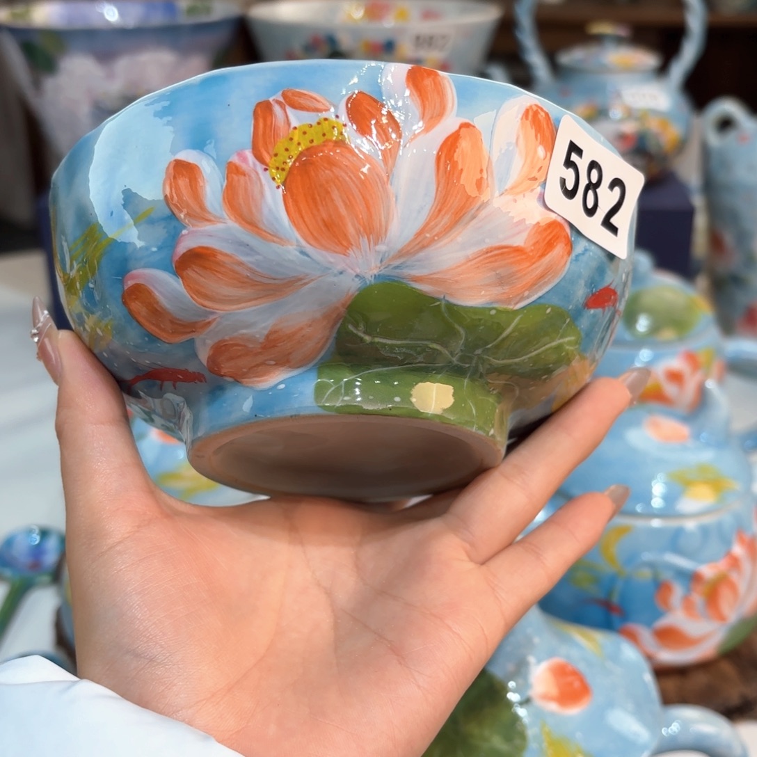 景德镇手绘高温釉下彩陶瓷茶具