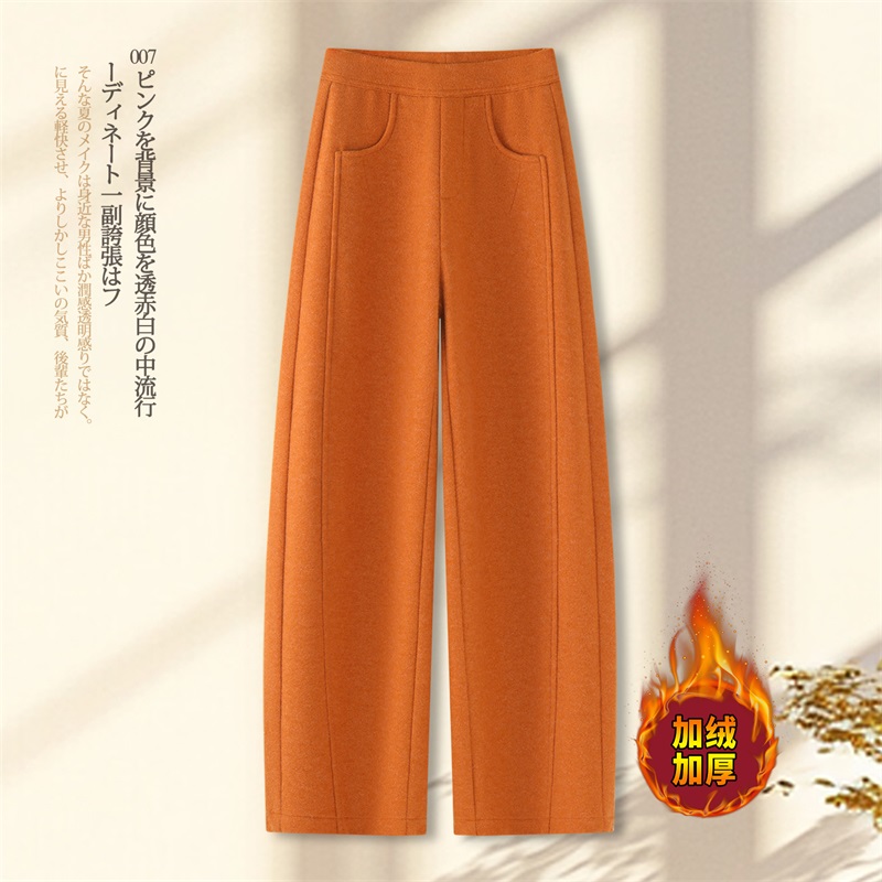 加绒加厚醋醋羊绒弯刀裤女2025年秋冬新款宽松显瘦羊毛直筒休闲裤