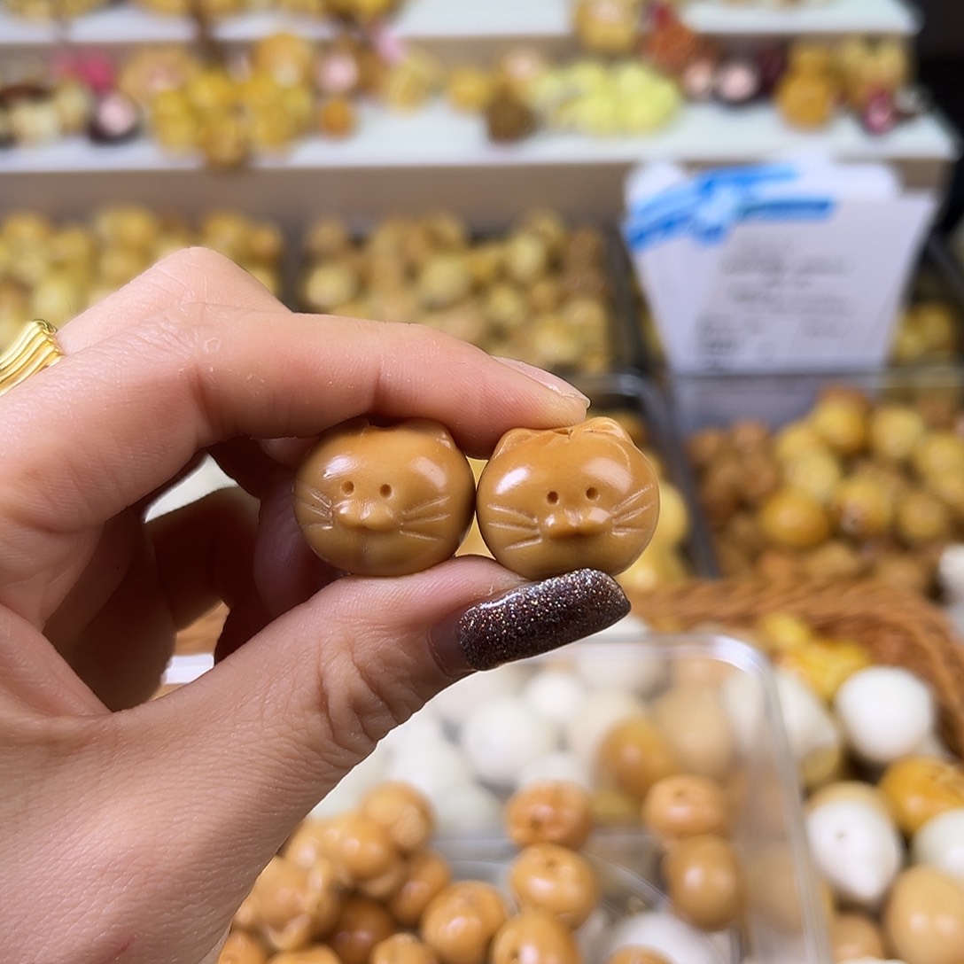 菩提根/象牙果吊坠瑕疵咖胡须猫6颗孔道有裂