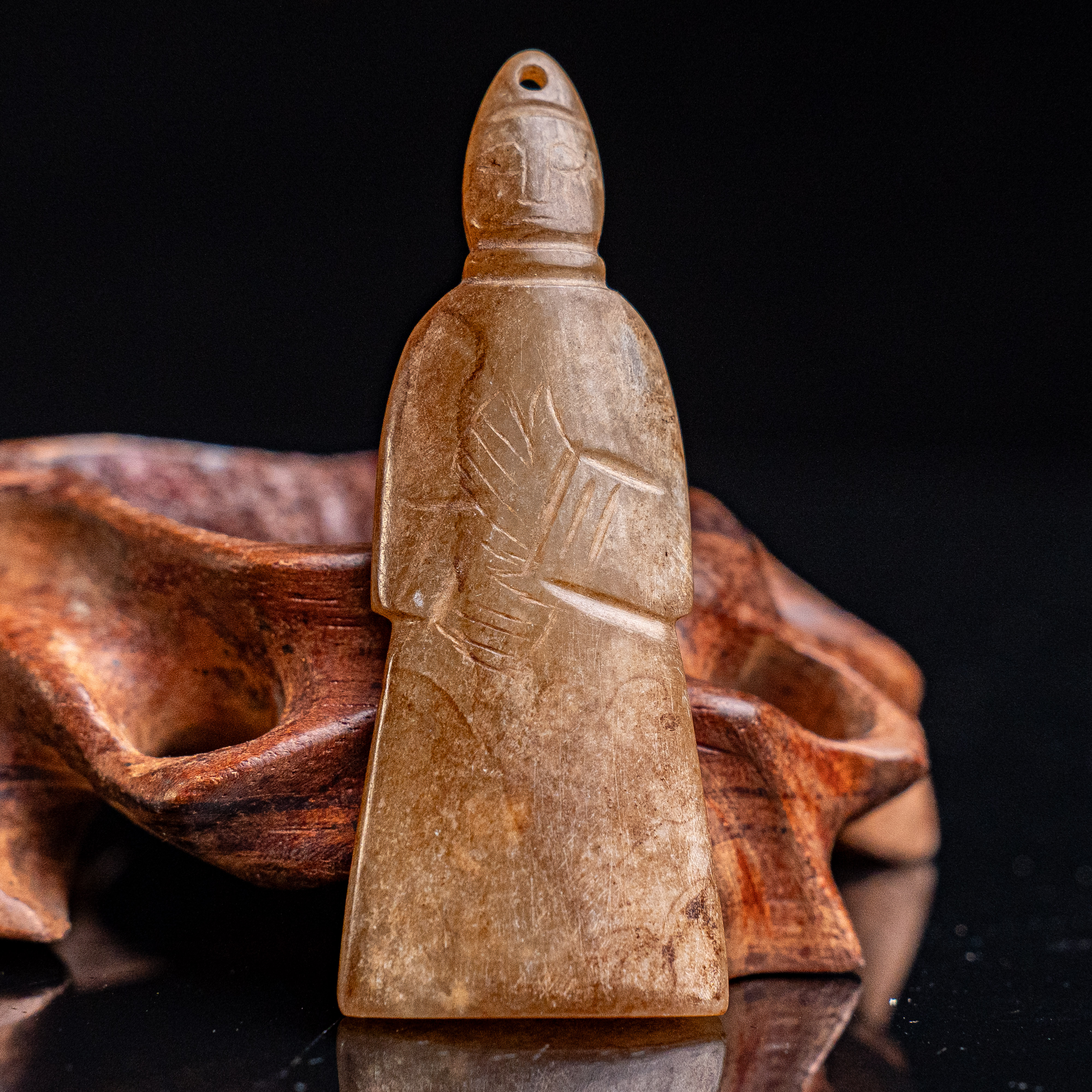 明代和田玉玉人俑花件-CS