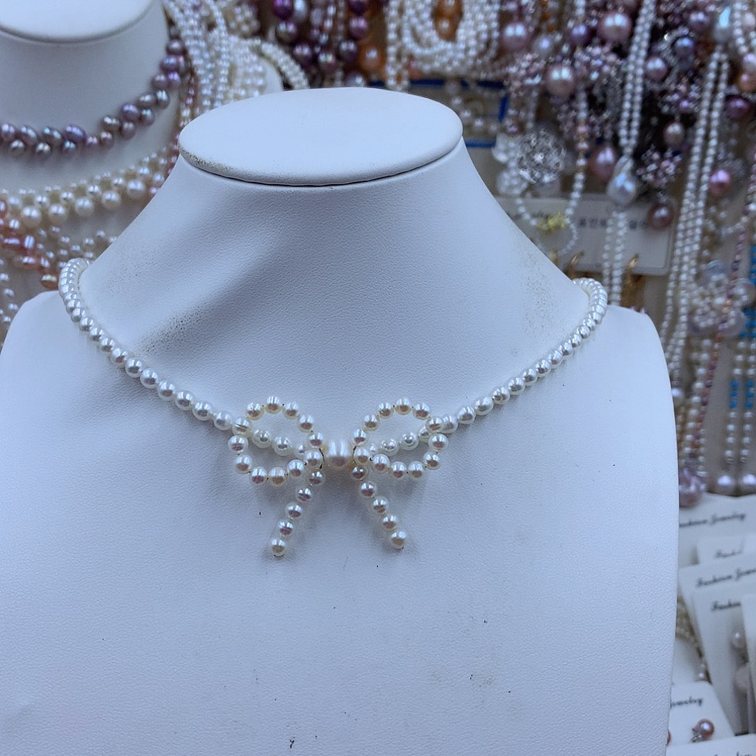 项链银S925镶嵌淡水珍珠