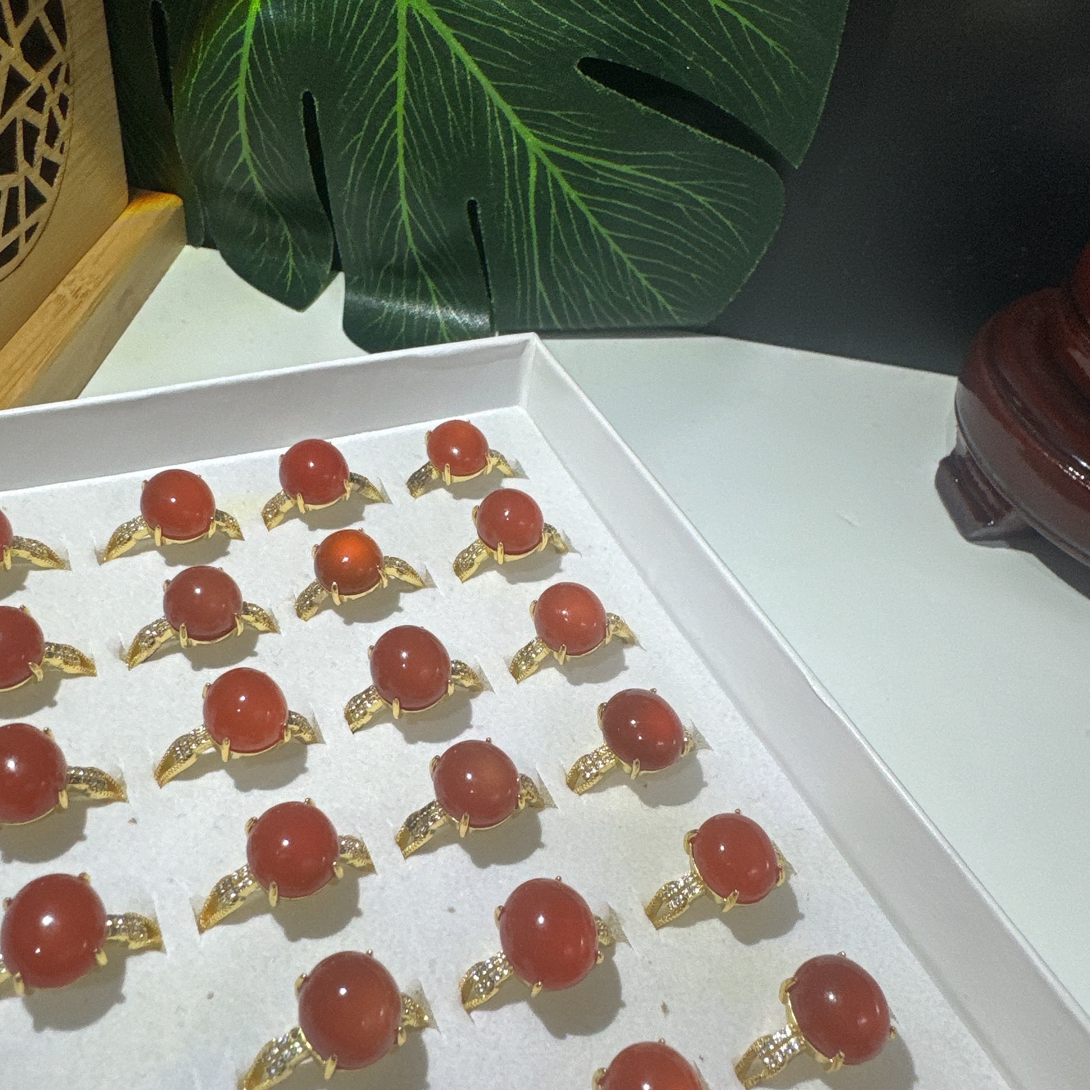 s666 天然保山南红蛋面戒指S925银镶嵌 多样性发一件