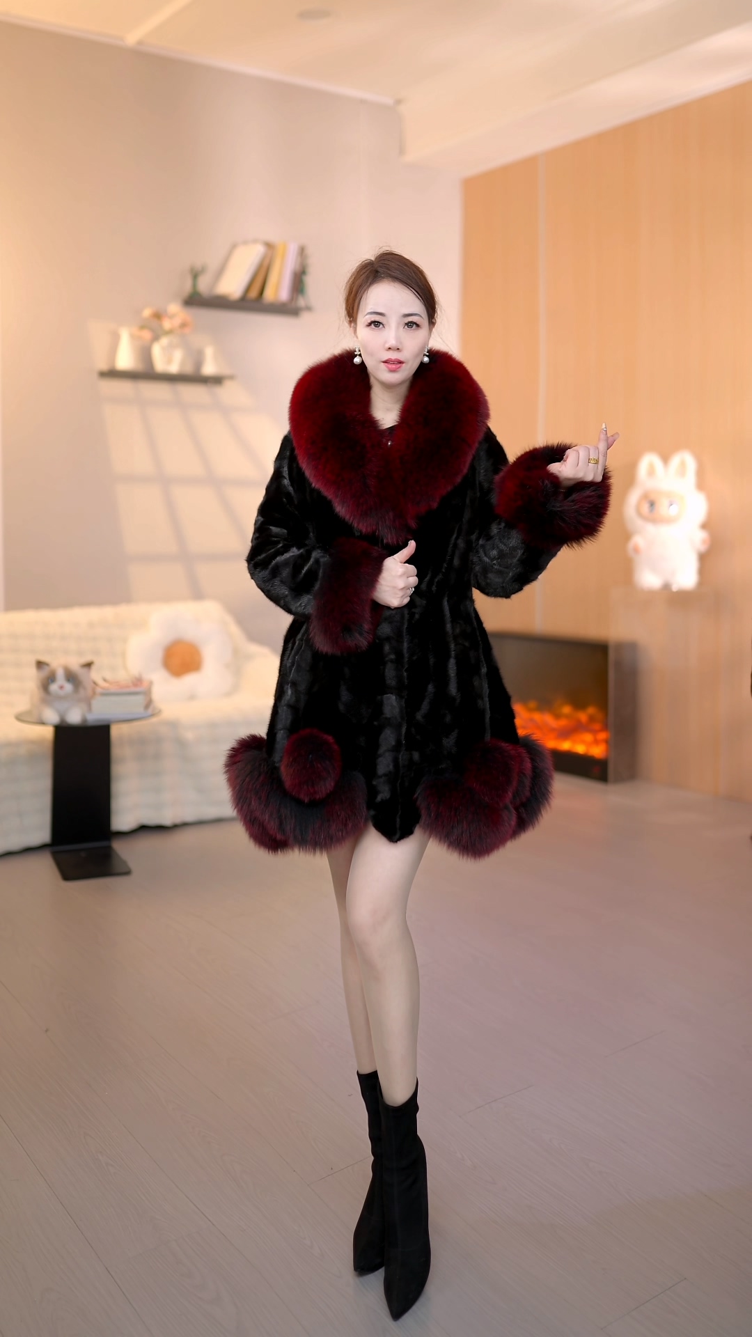 2025年新款单排扣女V领纽扣80公分中长款甜美风外套轻奢时尚气质