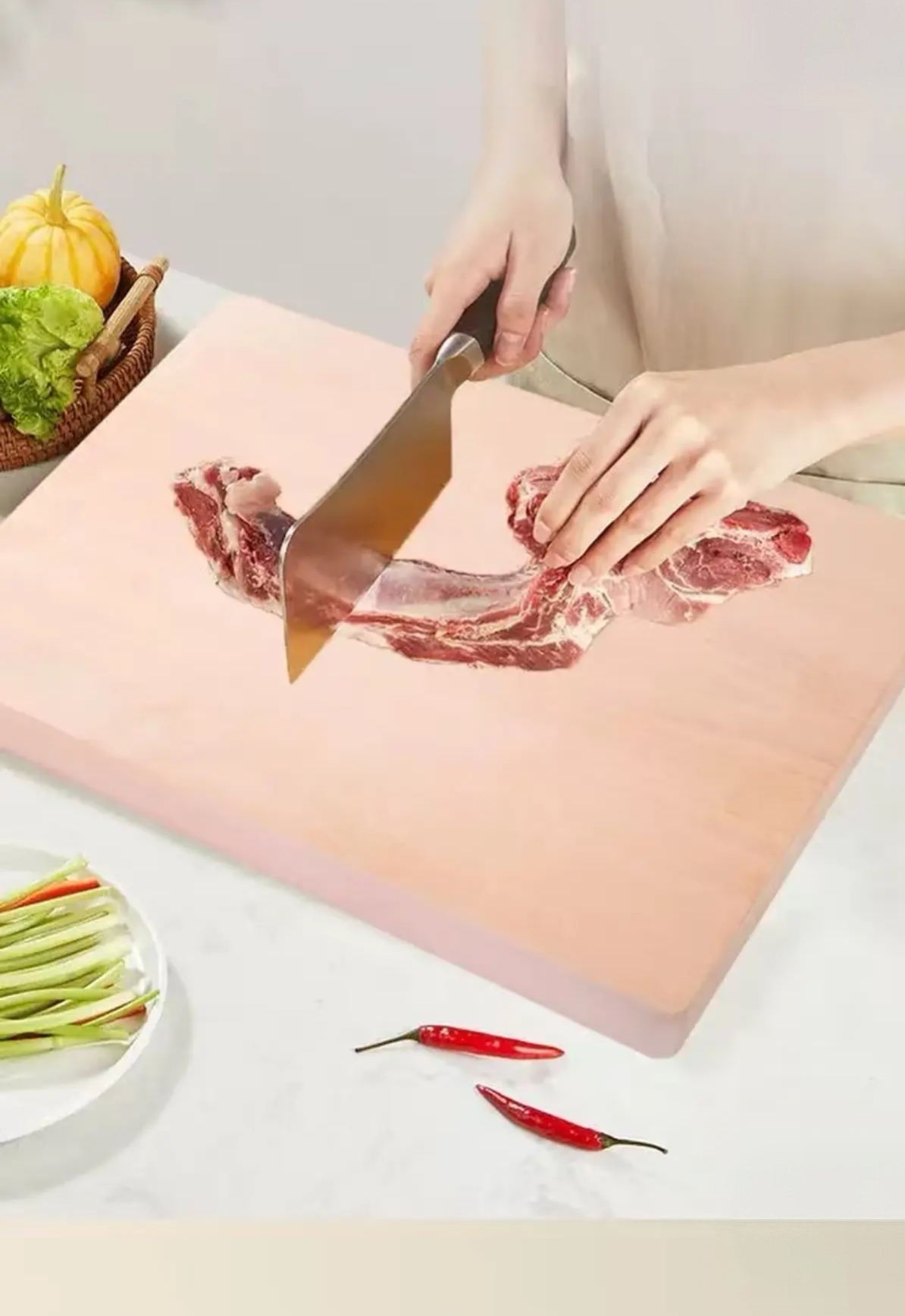 俄罗斯紫椴整木长方形加厚家用切菜板（无把手）