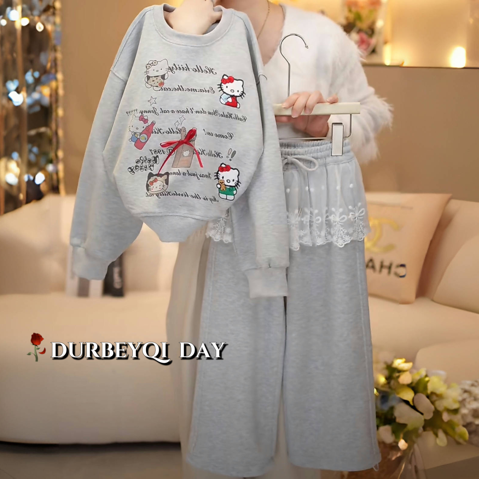 女童2026春季新款圆领字母休闲卫裤套装5159