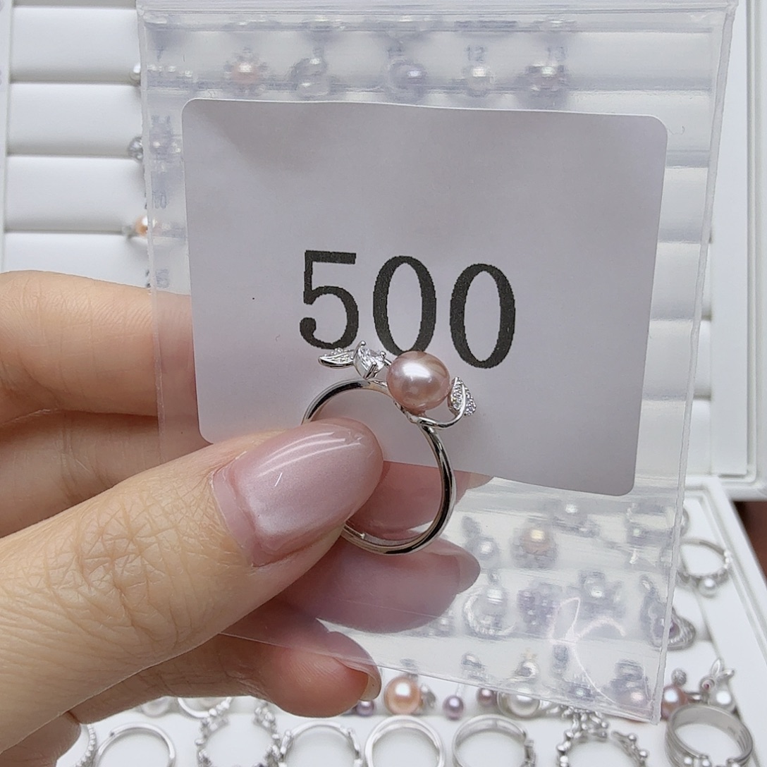 慢***士淡水珍珠银S925镶嵌戒指500