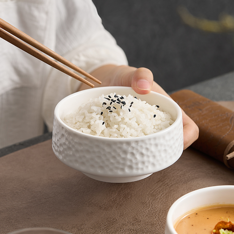 饭碗家用日式米饭碗简约白色陶瓷喝汤碗创意碗高级感水果燕麦片碗
