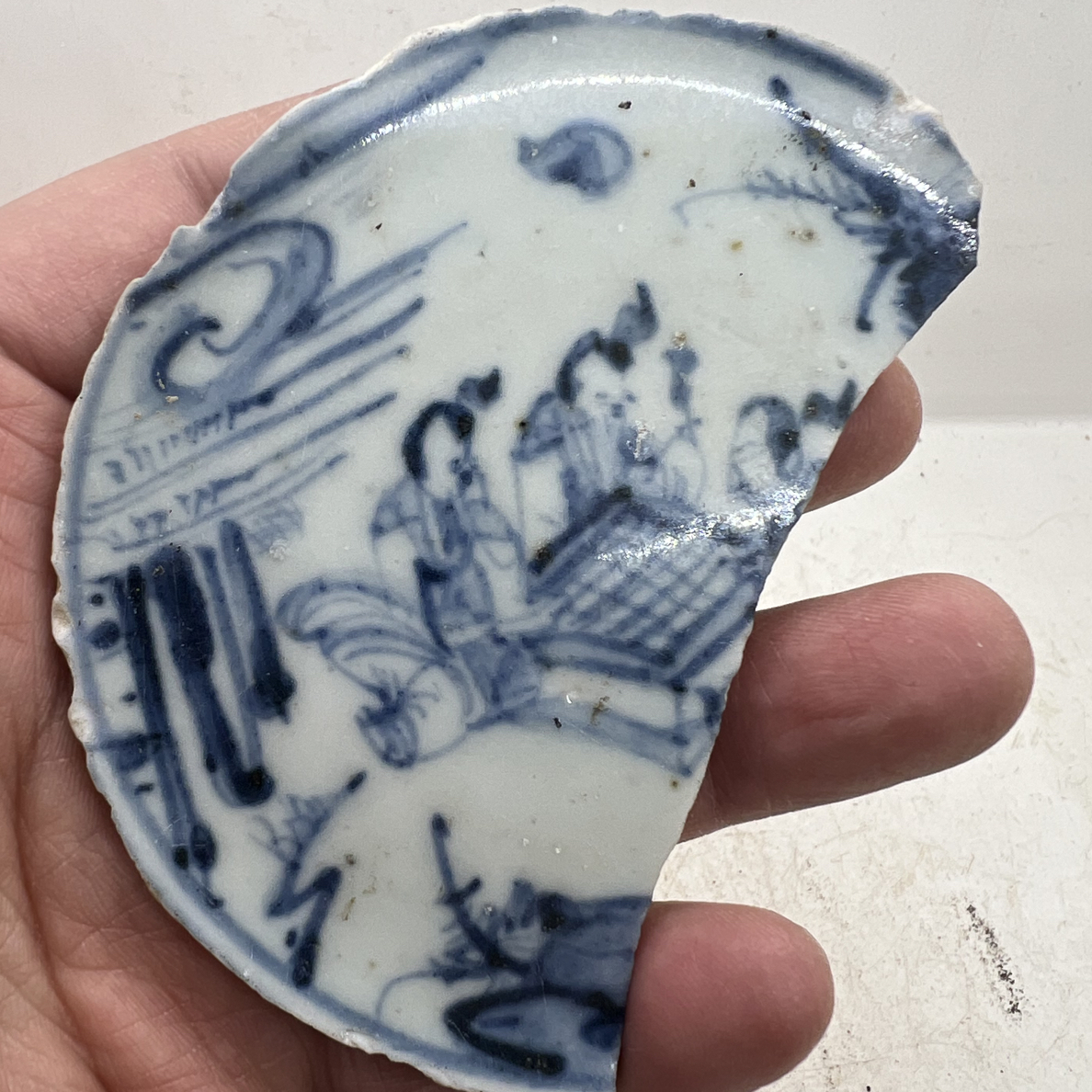 青花人物围棋瓷片标本