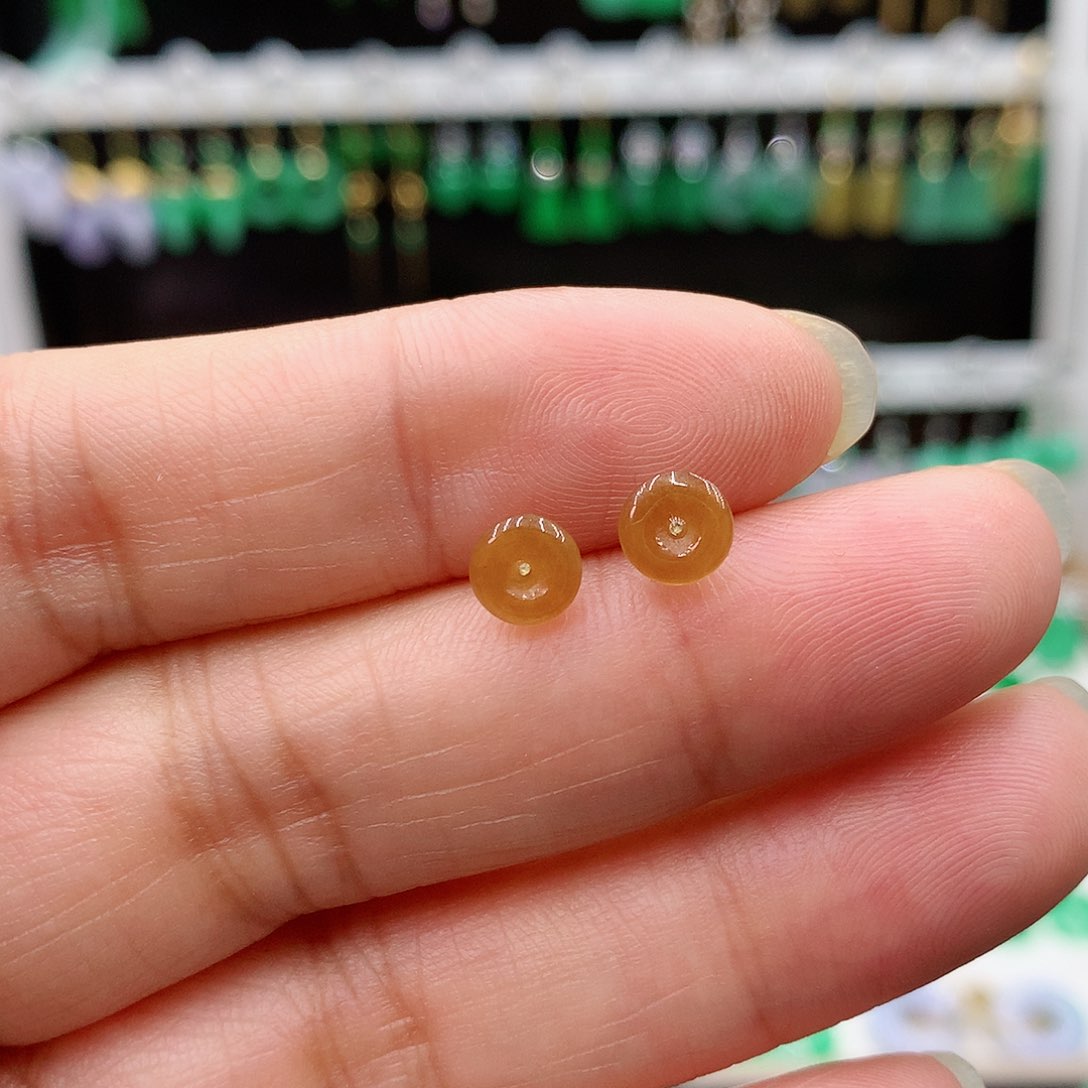 翡翠耳饰18K金镶嵌的