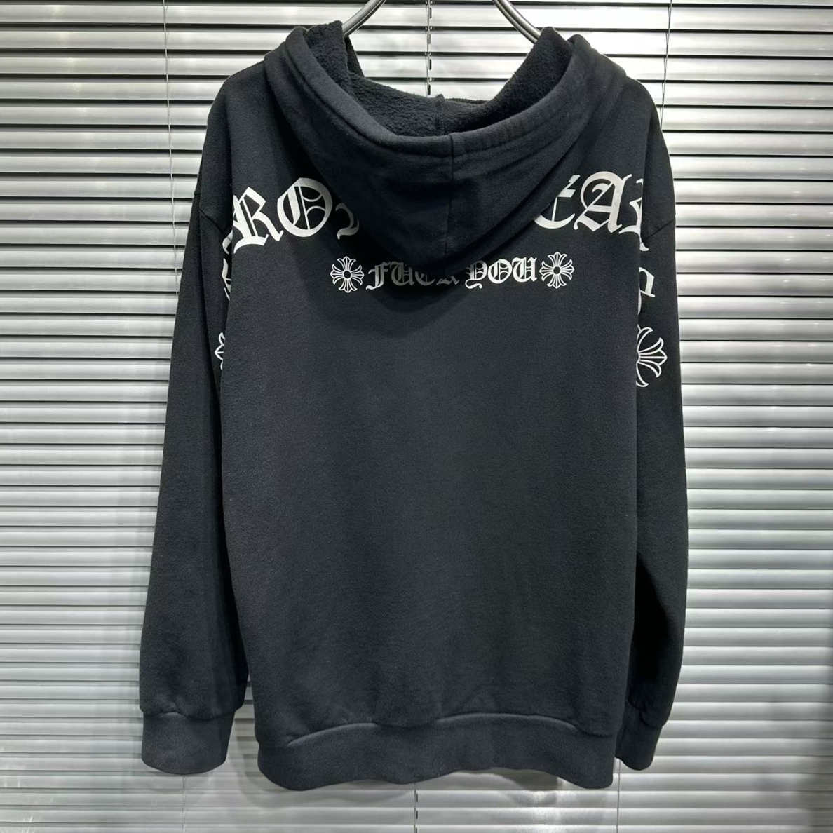 99新 Chrome Hearts/克罗心 背后脏话梵文字母限定拉链帽衫 L码
