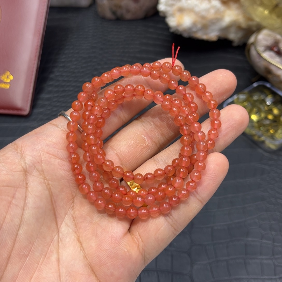 水晶手链未镶嵌红兔毛三圈