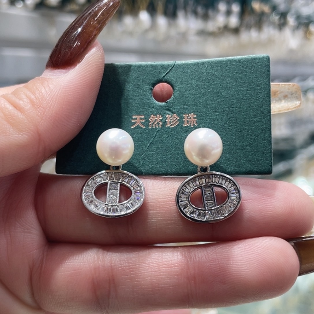 耳饰淡水珍珠银S925镶嵌