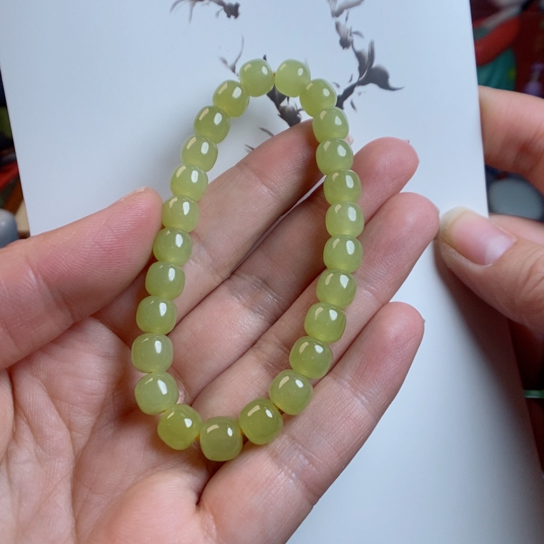 和田玉手链未镶嵌鸡油黄黄口