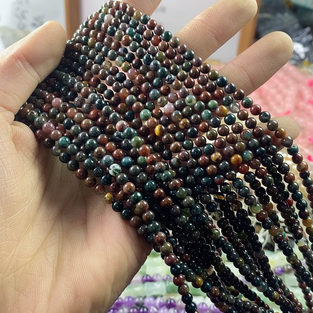 玛瑙/玉髓珠宝半成品未镶嵌一条天然4mm水草玛瑙