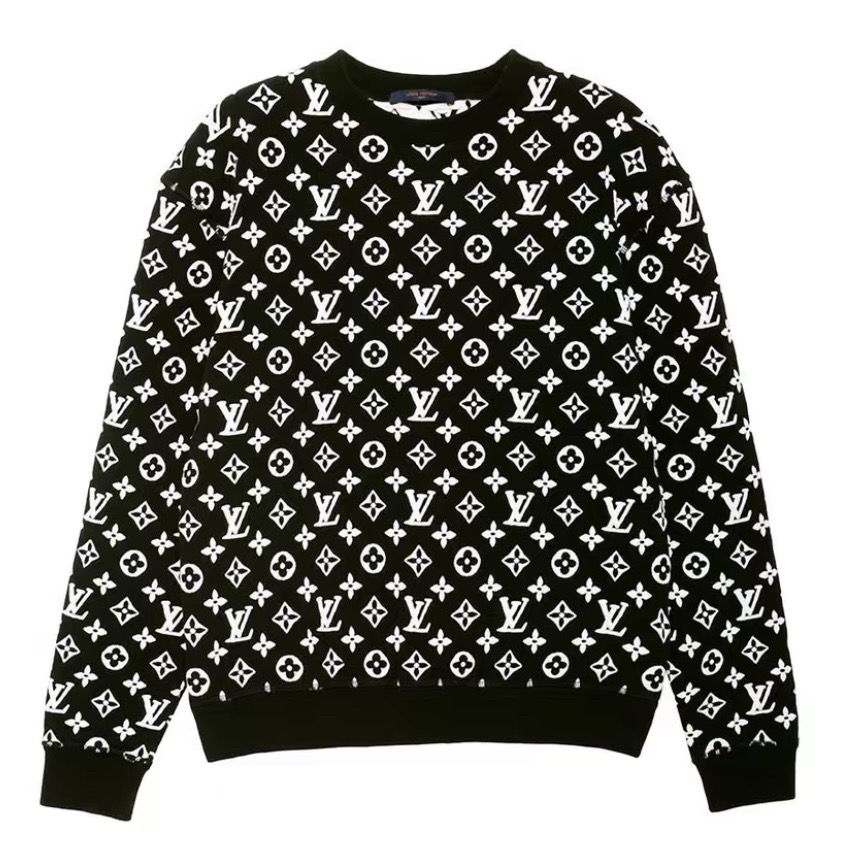全新未使用 LouisVuitton/路易威登 /4L/黑色三花满印卫衣