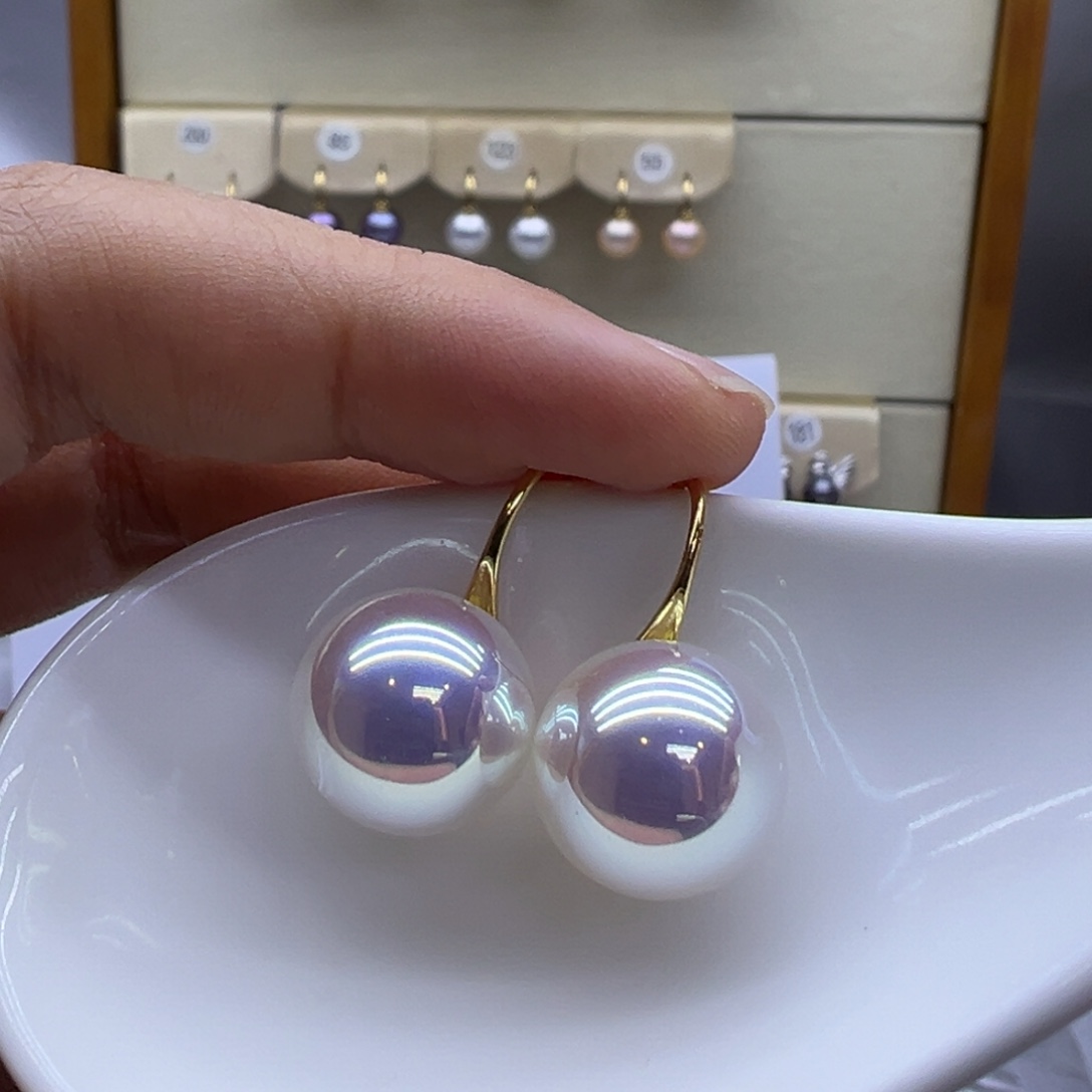 银S925镶嵌淡水珍珠耳饰