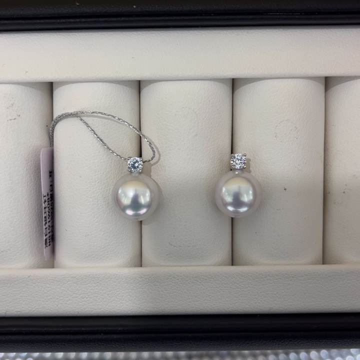 海水珍珠上新澳白王妃耳钉10-11mm银S925镶嵌