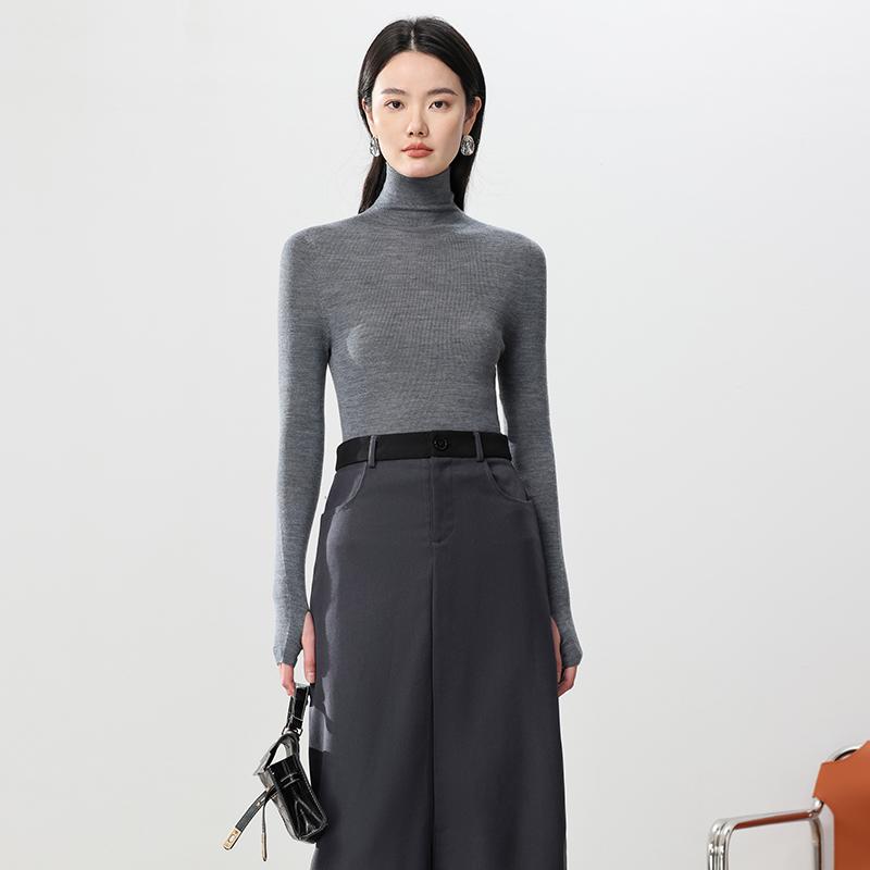 时尚气质羊毛打底衫2025新款通勤风半高领女修身上衣